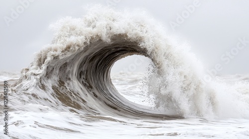 Close-up of a tumultuous sea surface, powerful waves crashing and swirling with intense deep flows, evoking nature's raw energy and danger