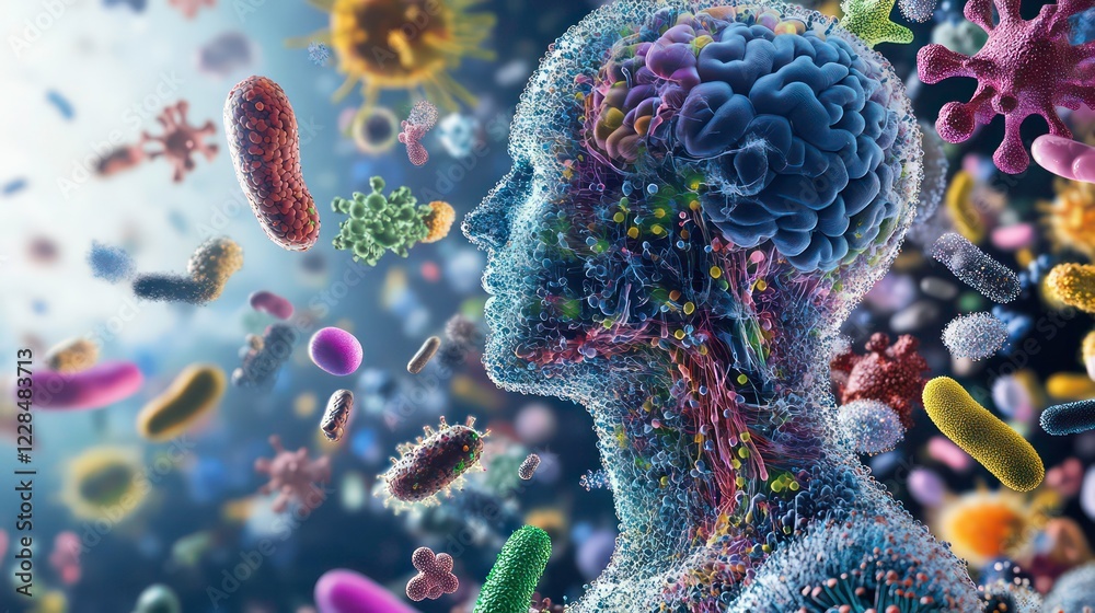 Fototapeta premium The human microbiome: a diverse ecosystem of microorganisms living in and on our bodies