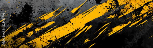 an abstract design for a backgroundresembles camo various paint strokes dynamic action scifi theme nonrepresentational black gray and yellow only high contrast frank m photo