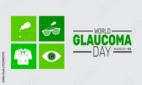 World Glaucoma day is Celebrated in March 12. This holiday-themed design is perfect for backgrounds, banners, greeting cards, posters with text inscription, Classic social media posts. Vector