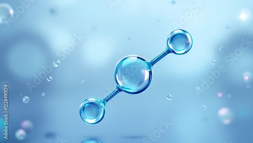 Blue glass spheres, abstract molecules, 3d rendering. photo