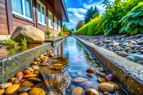 Rainwater Harvesting:  House Drainage System with Pebble Filter photo