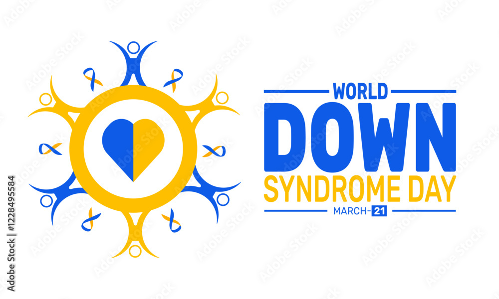 Fototapeta premium World down syndrome day is 21 march .This holiday-themed design is perfect for backgrounds, banners, greeting cards, posters with text inscription, Classic social media posts. Vector illustration.