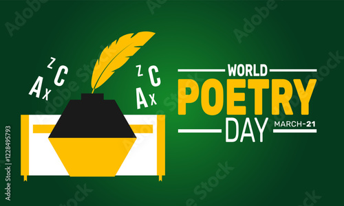  World Poetry Day Celebrated in March. This holiday-themed design is perfect for backgrounds, banners, greeting cards, 
posters with text inscription, Classic social media posts. Vector illustration.