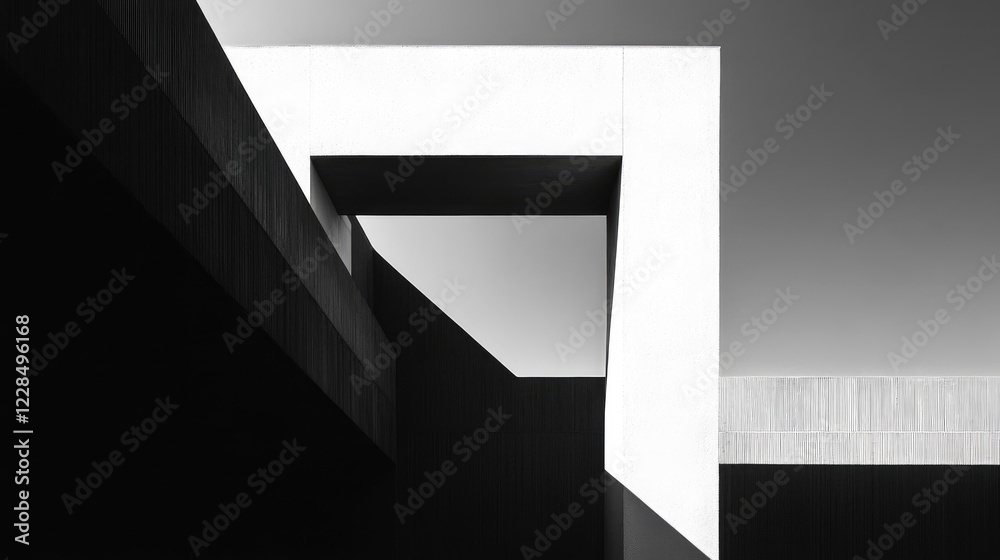 Minimal monochrome shot of a towering modern skyscraper, sleek lines and bold shadows dominating the frame Minimal monochrome shot of a towering modern skyscraper, sleek lines and bold shadows dominating the frame