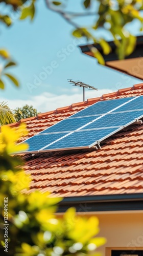 Solar Panels on Residential Roof photo