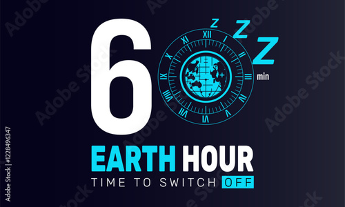 Earth Hour is celebrated in March. This holiday-themed design is perfect for backgrounds, banners, greeting cards, posters with text inscription, Classic social media posts.