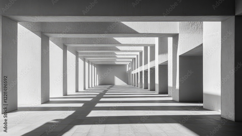 Fototapeta premium Monochrome architectural photo of a skyscraper, shadows and light defining its clean, modern geometry