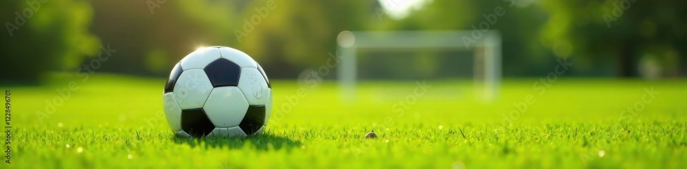 Obraz premium Soccer ball bouncing on grass, green, soccer