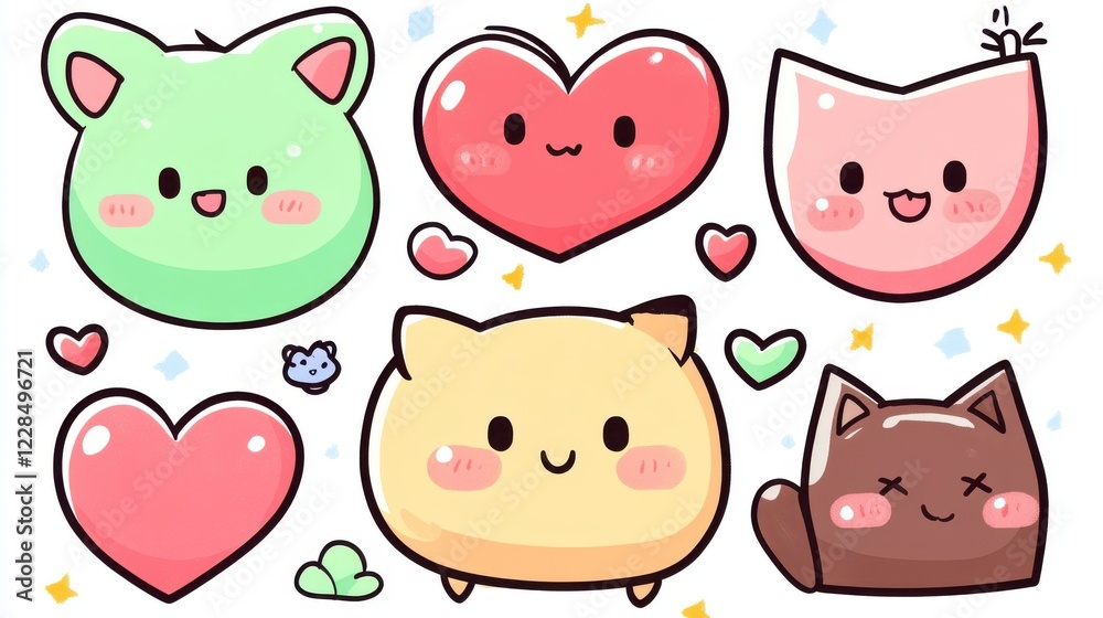 custom made wallpaper toronto digitalCute Cartoon Characters with Hearts and Smiles for Fun and Playful Designs