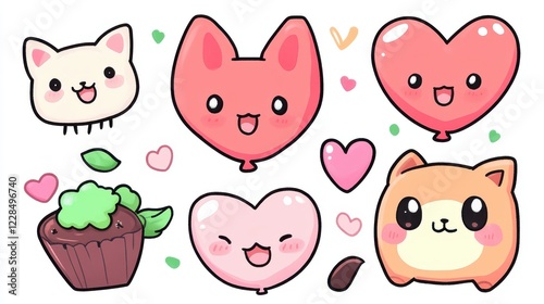 Wallpaper Mural Cute and Colorful Cartoon Animals and Heart Balloons for Fun Projects Torontodigital.ca
