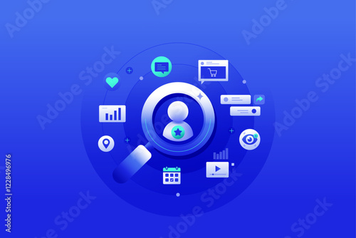 Hyper personalized marketing, customer experience digital marketing for individual user illustration