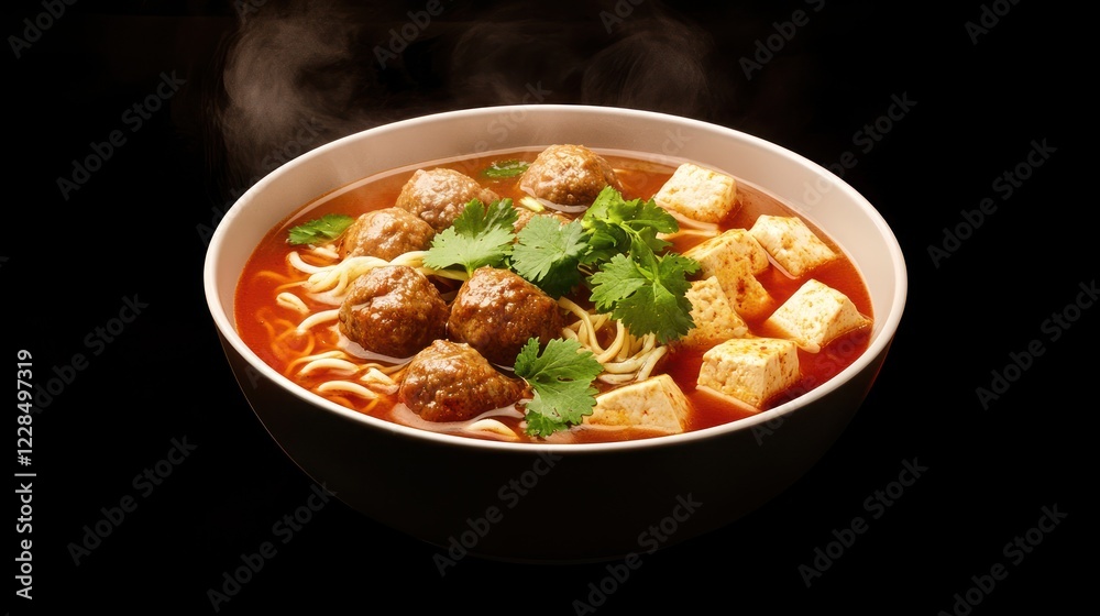 Spicy Noodle Soup with Meatballs and Tofu Spicy Noodle Soup with Meatballs and Tofu