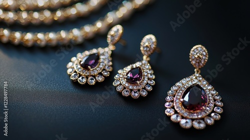 Trendy Jewelry Set on Black Background
