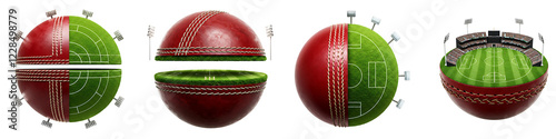 Wallpaper Mural 3D Cricket Ball Opening into Stadium – Transparent Background PNG
 Torontodigital.ca