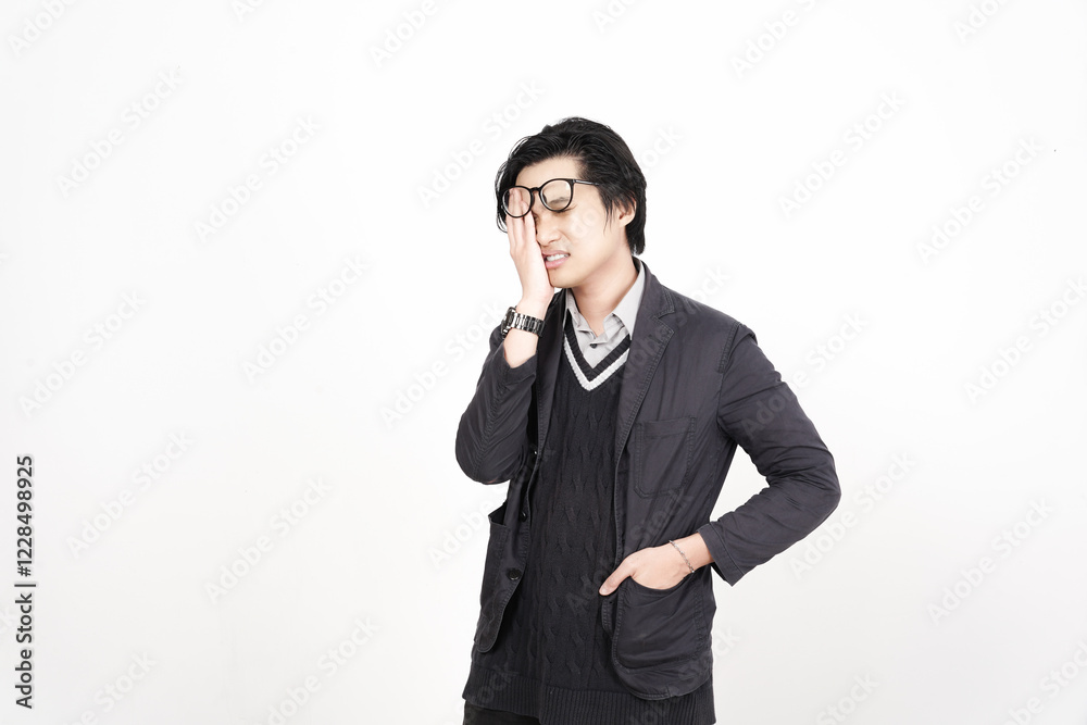 Expressing Frustration and Suffering Headache Of Handsome Asian Man Isolated On White Background Expressing Frustration and Suffering Headache Of Handsome Asian Man Isolated On White Background