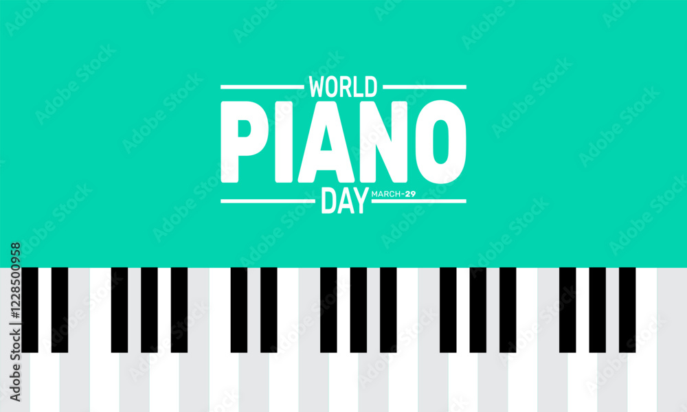 Fototapeta premium World piano day is celebrated in March. This holiday-themed design is perfect for backgrounds, banners, greeting cards, posters with text inscription, Classic social media posts. vector