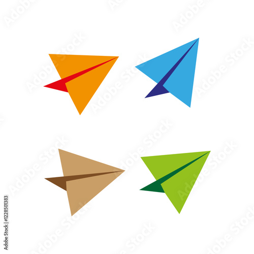 Free Download Paper planes icon. Colorful origami aircraft. Four vector shapes. Creative flying concept. - GFXLoad