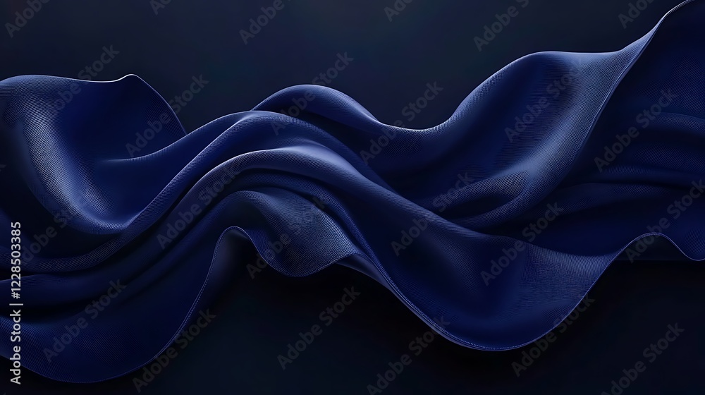 Obraz premium Abstract Draped Dark Blue Fabric Waves
