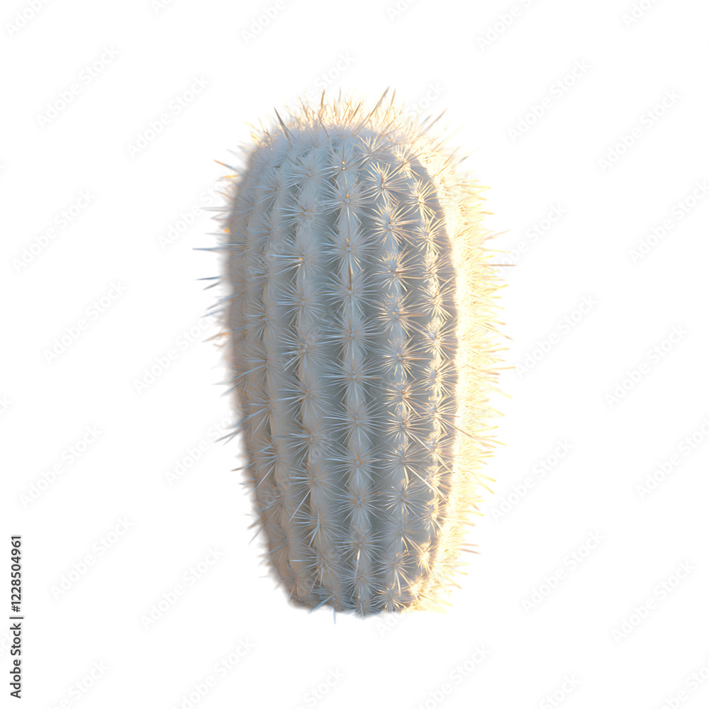 Fluffy 3D Cactus with Soft Spikes Isolated on Transparent Background Fluffy 3D Cactus with Soft Spikes Isolated on Transparent Background