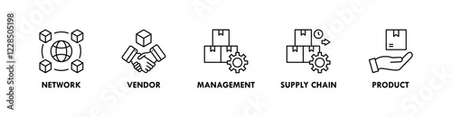 Supplier banner web icon vector illustration concept with icon of network, vendor, management, supply chain, and product