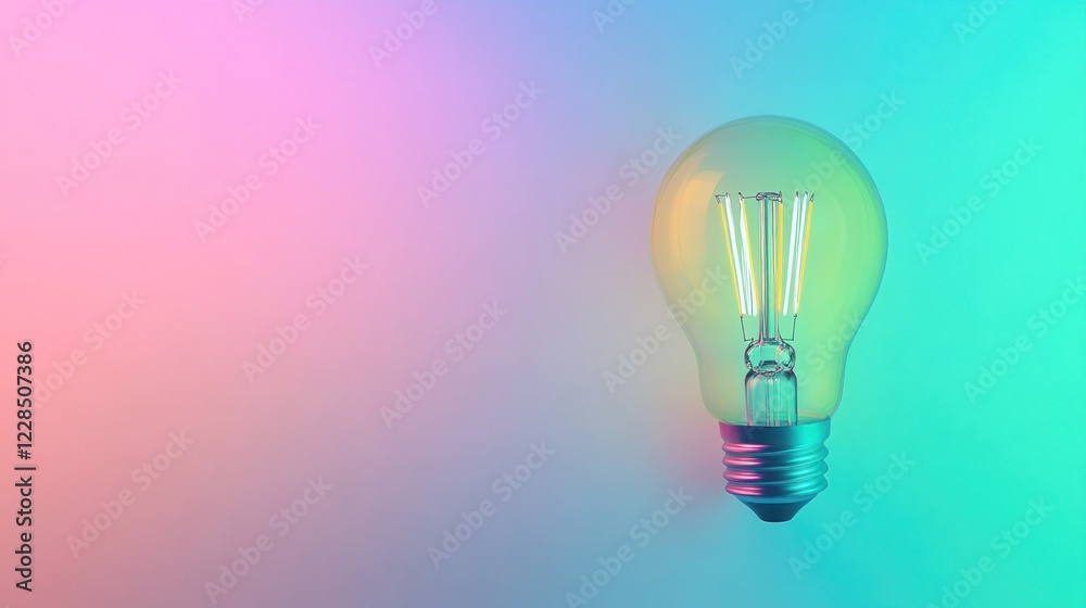 Illuminating Ideas: A Single Light Bulb Against a Vibrant Gradient Background Illuminating Ideas: A Single Light Bulb Against a Vibrant Gradient Background