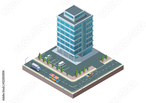 Isometric modern building