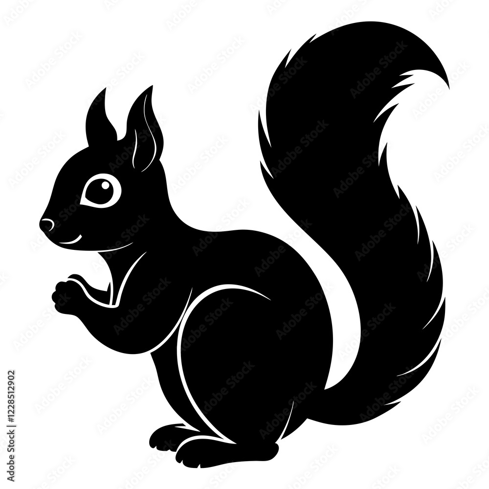 Cute Black Vector Squirrel Line Art Black Vector Silhouette Cartoon Illustratio Cute Black Vector Squirrel Line Art Black Vector Silhouette Cartoon Illustratio