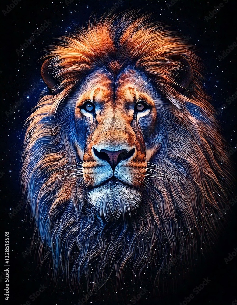 Naklejka premium lion made entirely of stars, cosmic