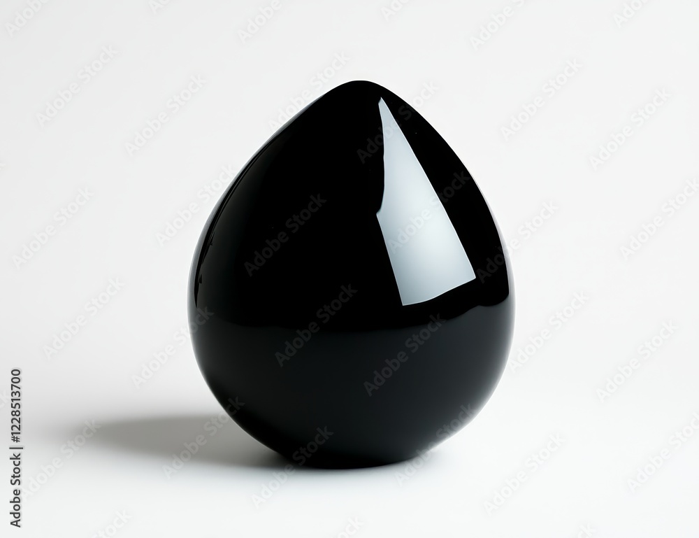 Glossy black teardrop shaped object on white background. Glossy black teardrop shaped object on white background.