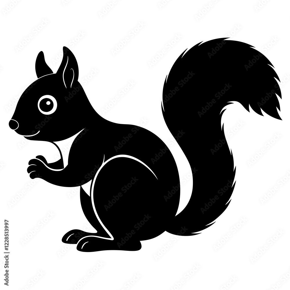 Cute Black Vector Squirrel Line Art Black Vector Silhouette Cartoon Illustratio Cute Black Vector Squirrel Line Art Black Vector Silhouette Cartoon Illustratio