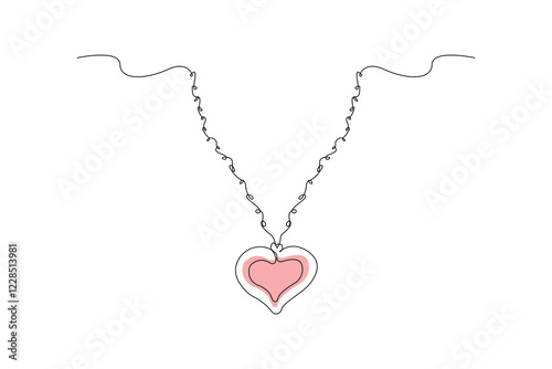 Love shape pendant isolated line drawing. Jewelry concept hand-drawn illustration.	