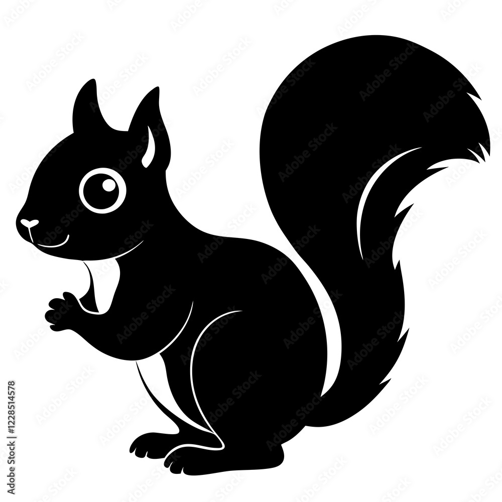 Cute Black Vector Squirrel Line Art Black Vector Silhouette Cartoon Illustratio Cute Black Vector Squirrel Line Art Black Vector Silhouette Cartoon Illustratio