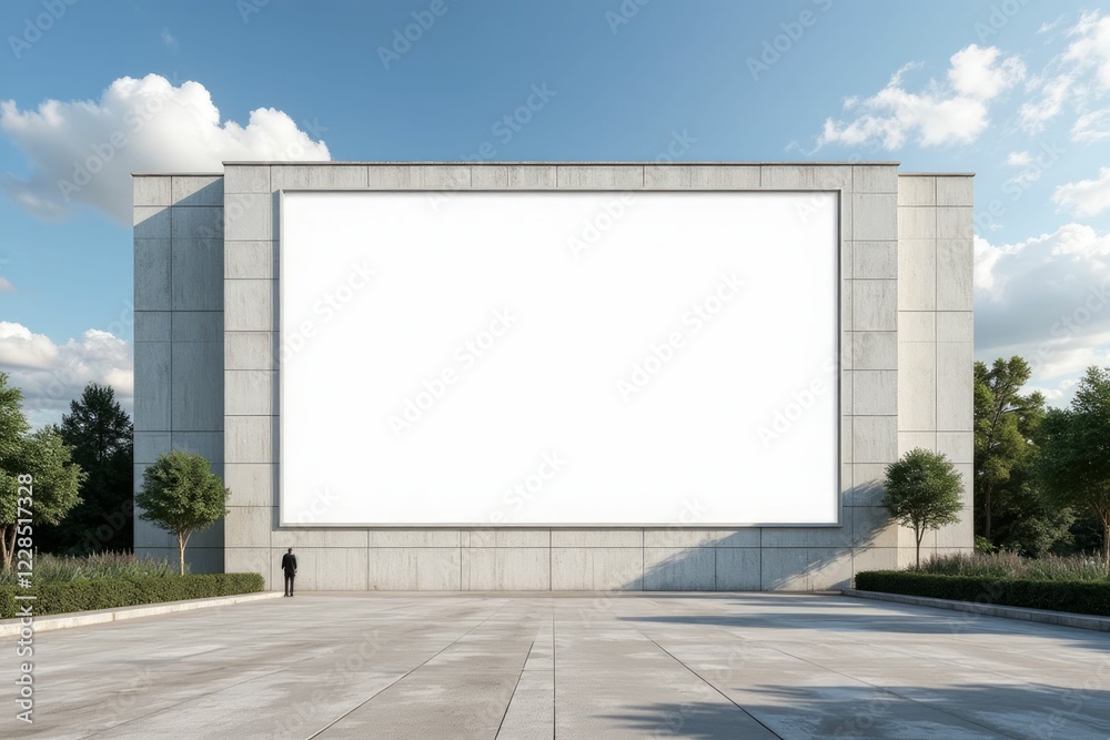 Large Blank Billboard on Modern Building Exterior Large Blank Billboard on Modern Building Exterior