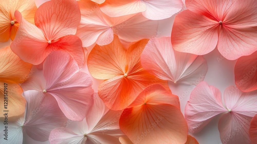 Fototapeta premium Delicate coral and pink flower petals arranged artistically
