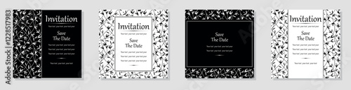 Set of abstract floral patterns. Vector seamless backgrounds. Perfect for invitations or announcements