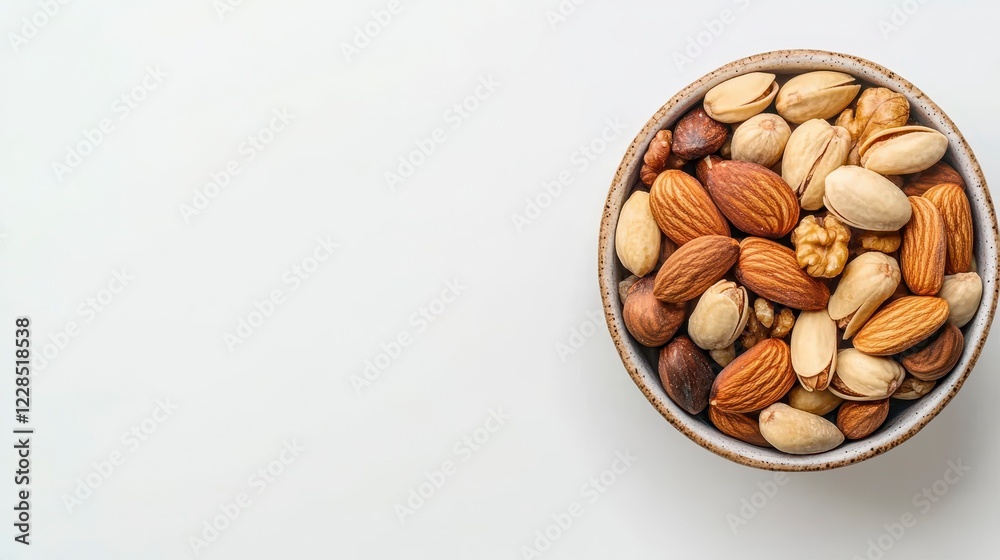 Assorted Nuts in Bowl on Light Background for Healthy Snacks Assorted Nuts in Bowl on Light Background for Healthy Snacks