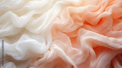 Draped peach and white sheer fabric texture