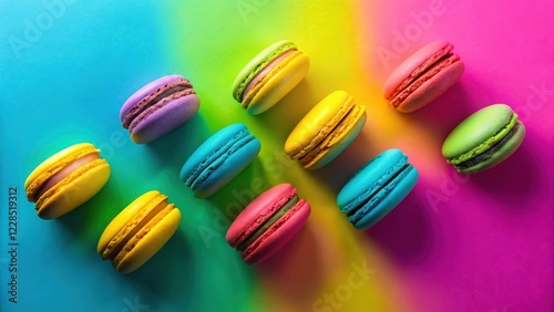 Wallpaper Mural A vibrant arrangement of colorful almond meringue cookies on a gradient background Torontodigital.ca