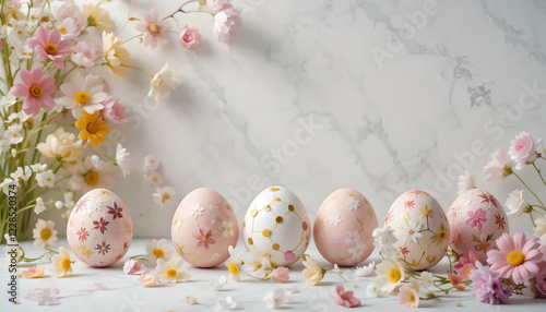 easter eggs and flowers