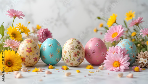 easter eggs and flowers