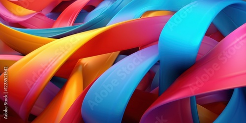Abstract Colorful Swirling Ribbons: A Vibrant Tapestry of Intertwined Hues