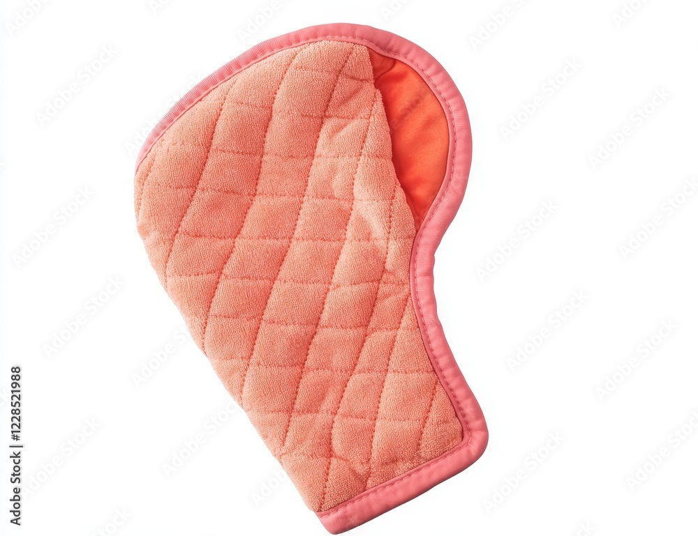 Coral quilted fabric ear warmer.