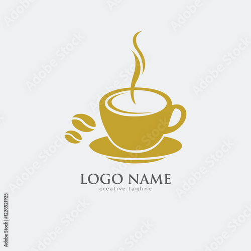 Caffee shop logo, cafe, cup, drink, food, coffeemaker, coffee, grinder logo fully editable vector template