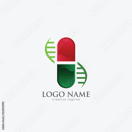 Dna supplement logo, capsule, dna fully editable vector logo