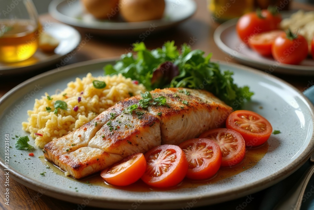 Pan Seared Fish with Risotto and Tomatoes Pan Seared Fish with Risotto and Tomatoes