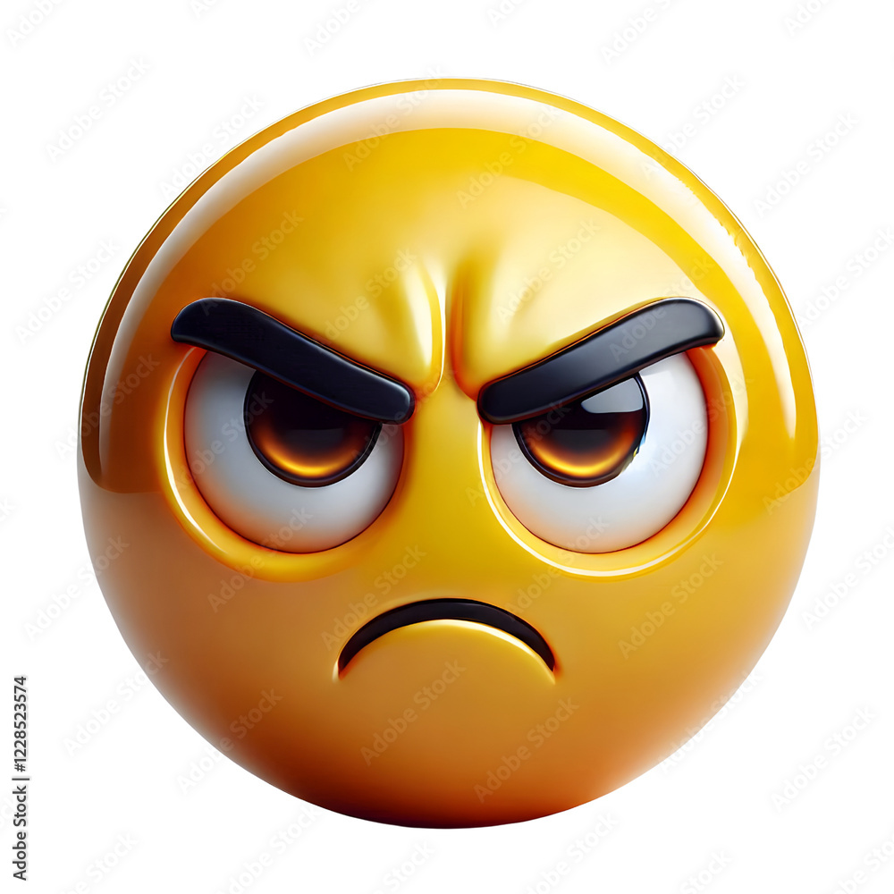 Fototapeta premium Angry Emoji with Furrowed Brow and Intense Eyes