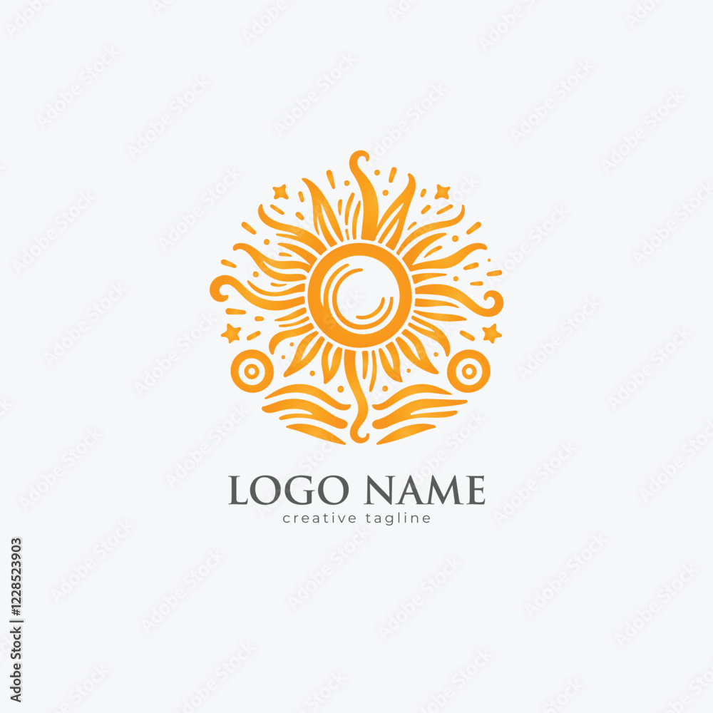 Fototapeta premium Sun logo, sun fully editable vector template