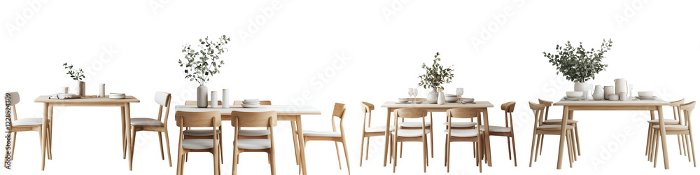 Beautifully Curated Dining Room Setting with Wooden Table and Chairs Beautifully Curated Dining Room Setting with Wooden Table and Chairs