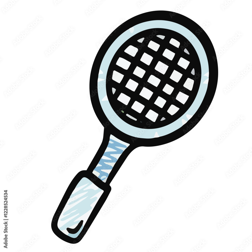 Tennis racket, badminton racket, Hand-drawn sports and fitness equipment Tennis racket, badminton racket, Hand-drawn sports and fitness equipment
